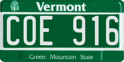 VT license plate COE916