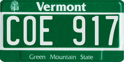 VT license plate COE917