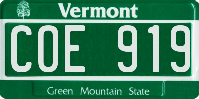 VT license plate COE919