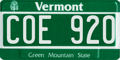 VT license plate COE920