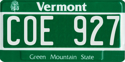 VT license plate COE927