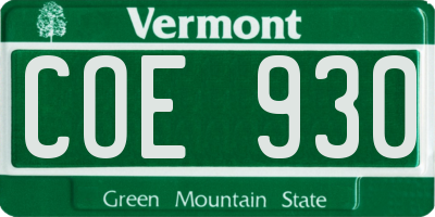 VT license plate COE930