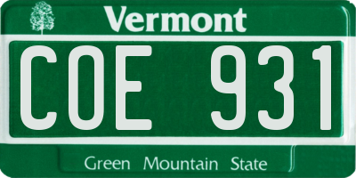VT license plate COE931