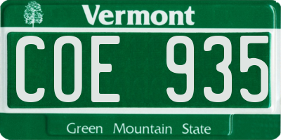 VT license plate COE935