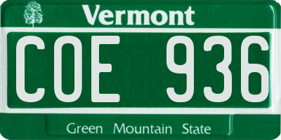 VT license plate COE936