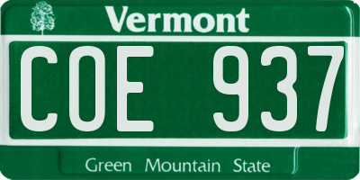VT license plate COE937