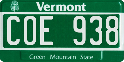 VT license plate COE938