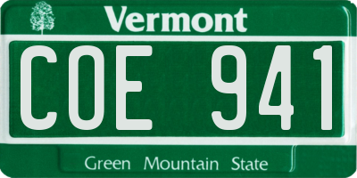VT license plate COE941
