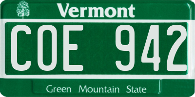 VT license plate COE942
