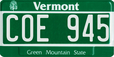 VT license plate COE945