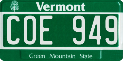 VT license plate COE949