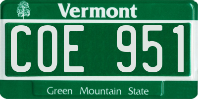 VT license plate COE951