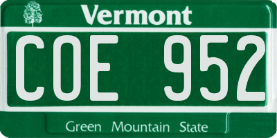 VT license plate COE952