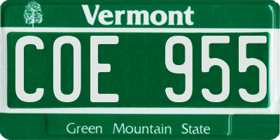 VT license plate COE955