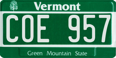 VT license plate COE957