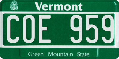 VT license plate COE959