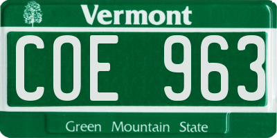 VT license plate COE963