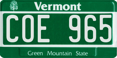 VT license plate COE965