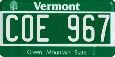VT license plate COE967