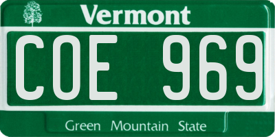VT license plate COE969