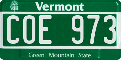 VT license plate COE973