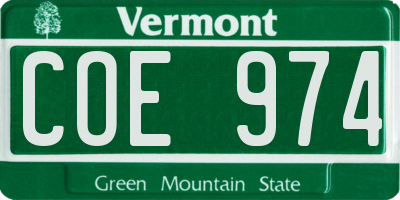 VT license plate COE974