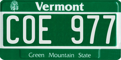 VT license plate COE977