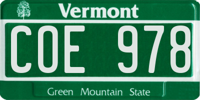 VT license plate COE978