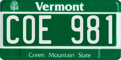 VT license plate COE981