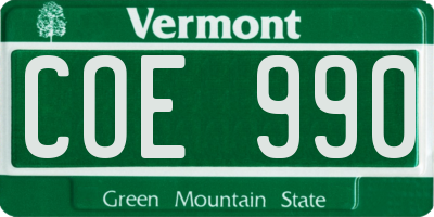 VT license plate COE990