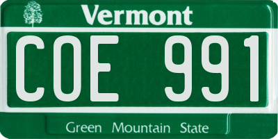 VT license plate COE991