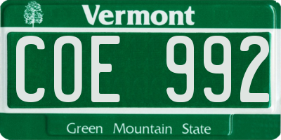 VT license plate COE992