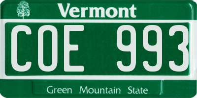 VT license plate COE993