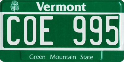 VT license plate COE995