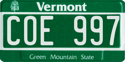 VT license plate COE997