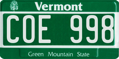 VT license plate COE998