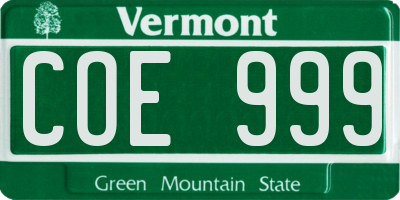 VT license plate COE999