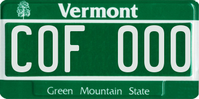 VT license plate COF000