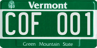 VT license plate COF001