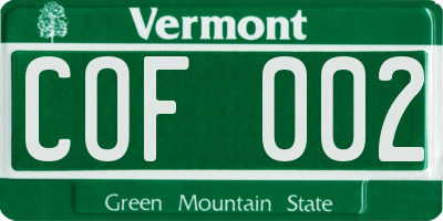 VT license plate COF002