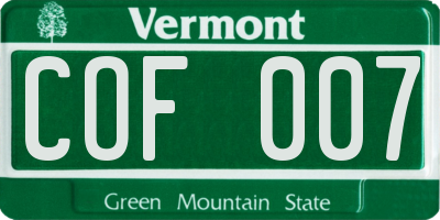 VT license plate COF007