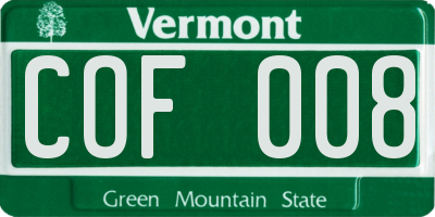 VT license plate COF008