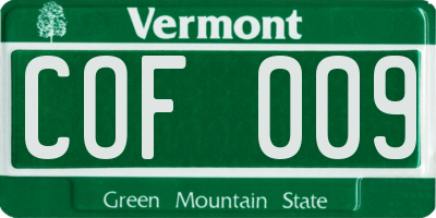 VT license plate COF009