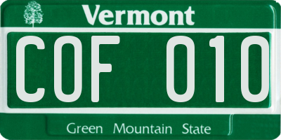 VT license plate COF010
