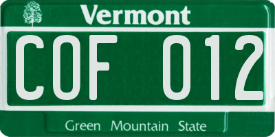 VT license plate COF012