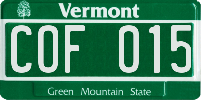VT license plate COF015