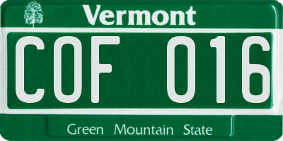 VT license plate COF016