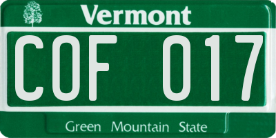 VT license plate COF017