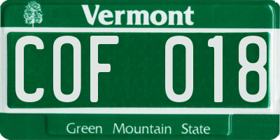 VT license plate COF018