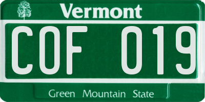 VT license plate COF019